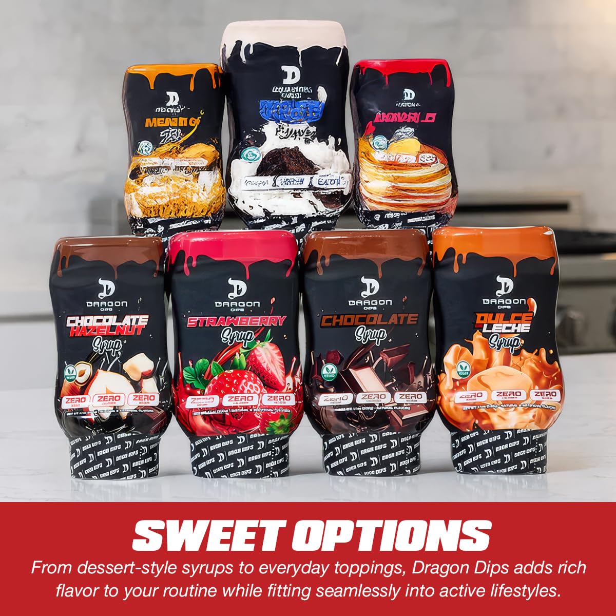 Dragon Pharma Dragon Dips, Dairy and Gluten Free, Low Calorie Syrup, Zero Sugar, Perfect for Desserts (Honey)