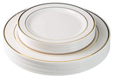 Exquisite 40 Gold Line Plastic Plates (20-dinner 20-dessert) Set Premium Heavyweight Plastic Wedding Like China