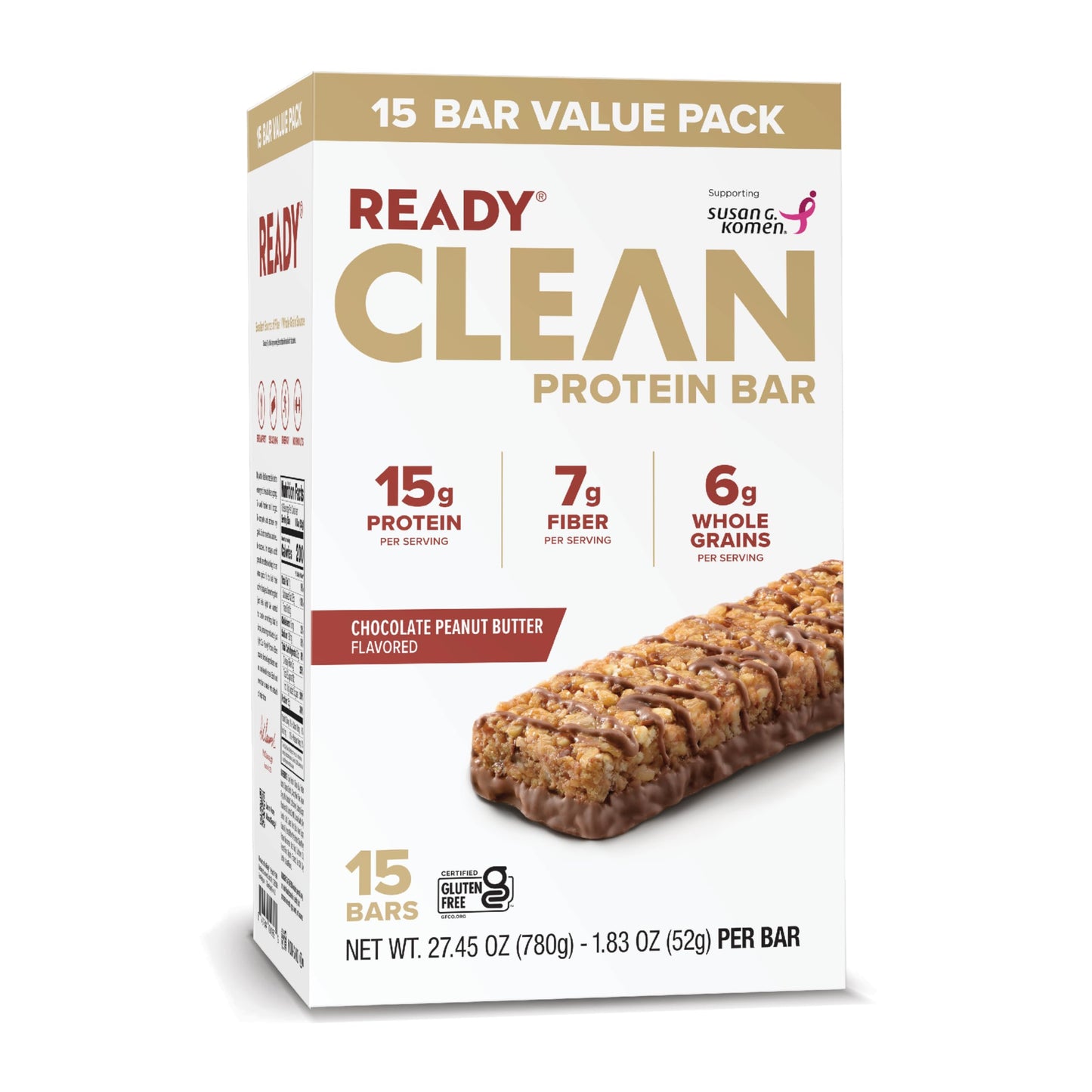 Ready® Protein Bars - High-Protein Snack with 15g Whey Protein, All-Natural Ingredients, Supports Lean Muscle and Recovery - Chocolate Peanut Butter