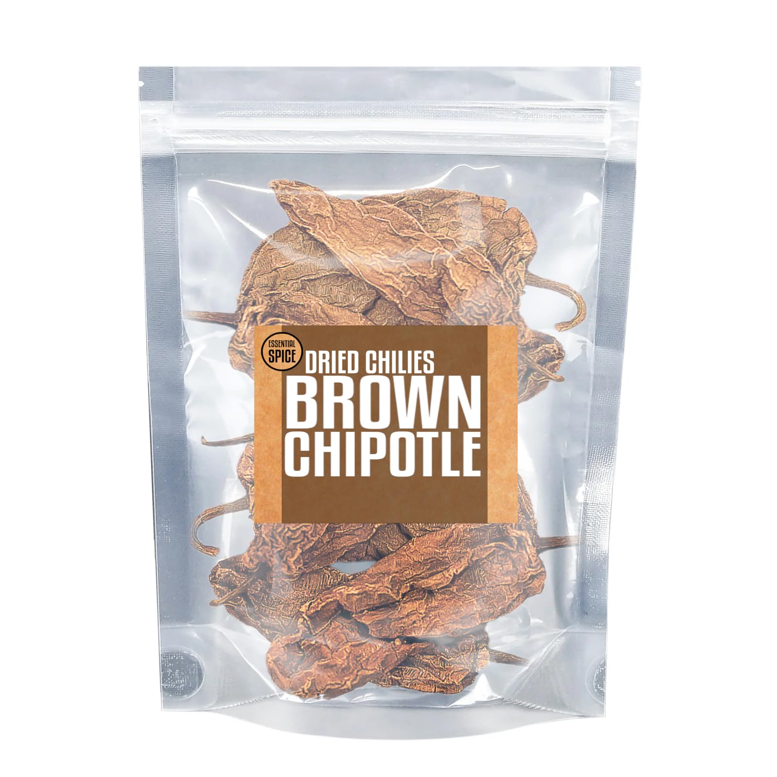 Essential Spice Dried Brown Chipotle Chilies - Smoked Jalapeños with Bold Heat & Deep Smoky Flavor - Whole Dried Pods for Salsas, Marinades, Stews