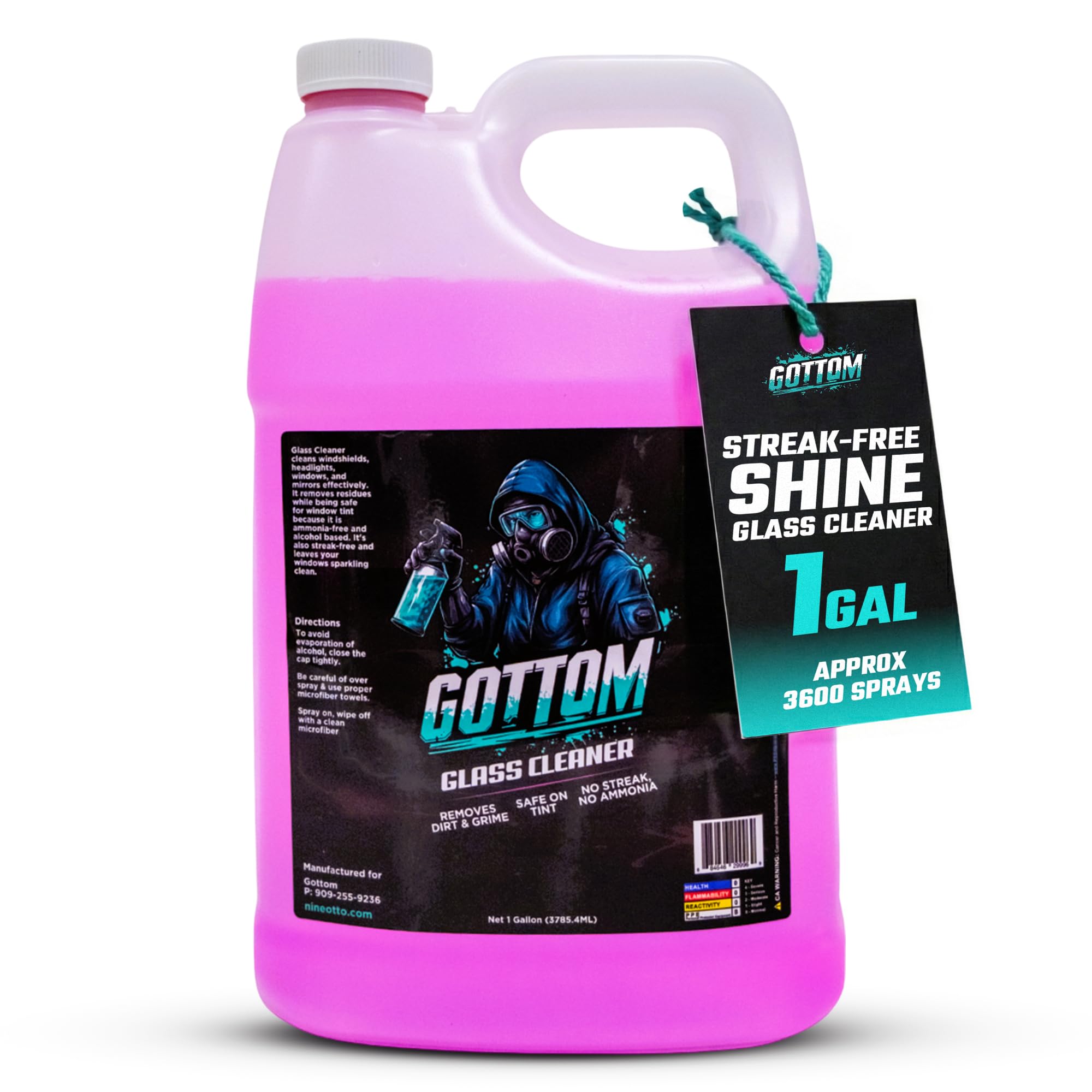 Gottom Glass Cleaner - 128oz, Ammonia Free, Streak-Free Window & Glass Cleaner, Safe on Tint - Perfect for Mirrors, Windows, & Glass Surfaces
