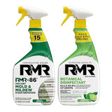 RMR Stain & Sanitation System -Instant Mold & Mildew Stain Remover + Botanical Disinfectant Cleaner, Indoor/Outdoor Cleaning Kit for Kitchens