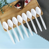 Eco-Friendly 100 Pack Cornstarch 6.5" Disposable Spoons, Durable and Heat Resistant, Alternative to Plastic Spoons, Ivory Heavy Duty Spoons for Party