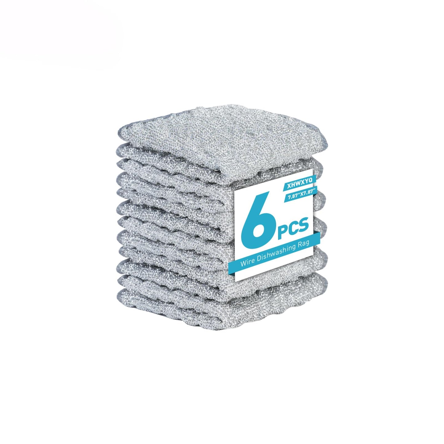 XHWXYQ New Upgrade Non Scratch Wire Dishcloth, Multipurpose Wire Dishwashing Rags for Kitchen, Wet and Dry, Sinks, Cookware, Stove, Easy Rinsing