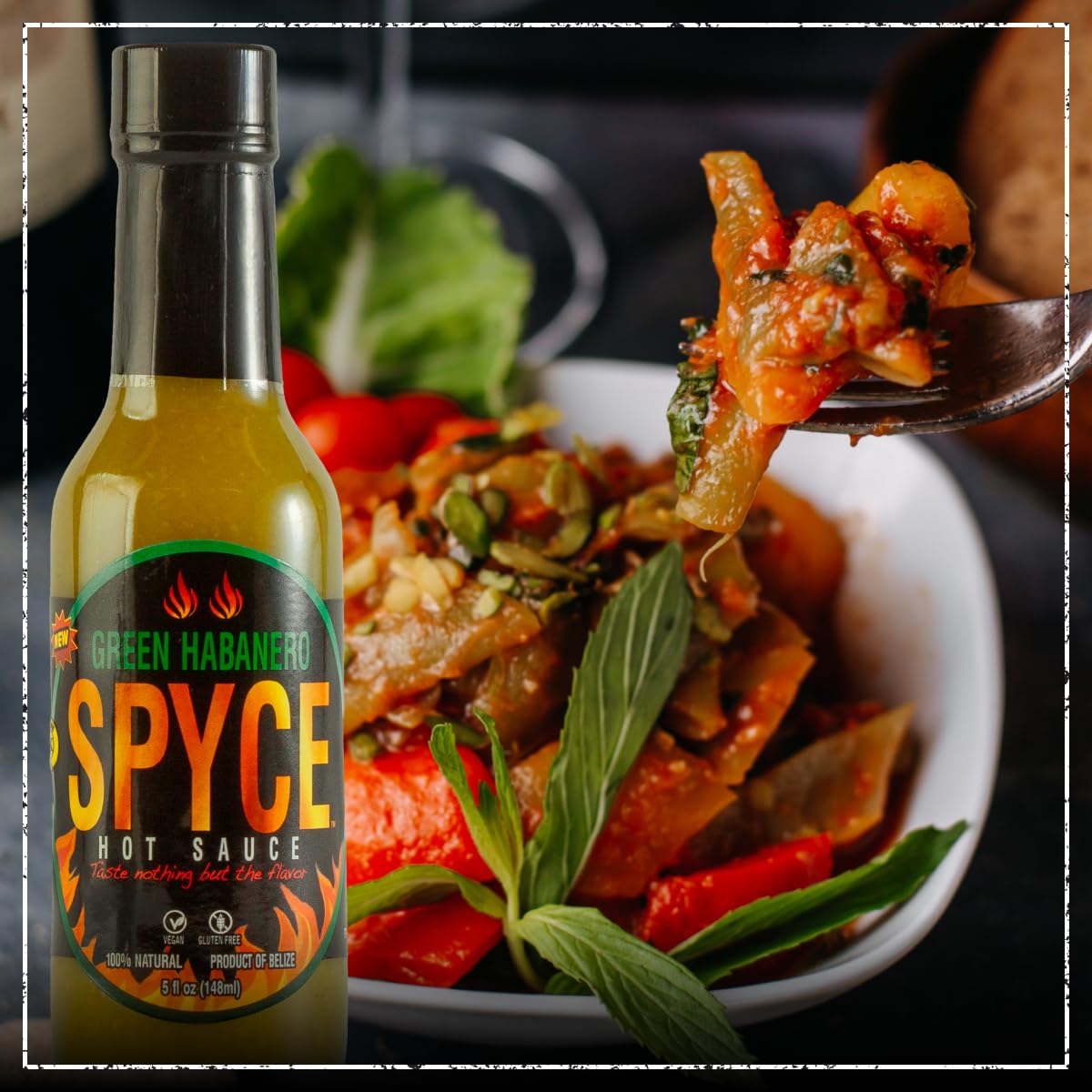 SPYCE Habanero Hot Sauce, Vegan, Gluten Free, Low Sodium, Non-GMO, No MSG, No Sugar, No Filler (5 oz, Green Habanero)