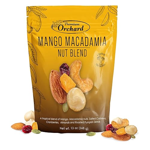 Premium Orchard Deluxe Mango Mania | Macadamia Nut Blend | Tropical Trail Mix | Gluten Free Fruit and Nut Mix | Healthy Snacks For the Whole Family