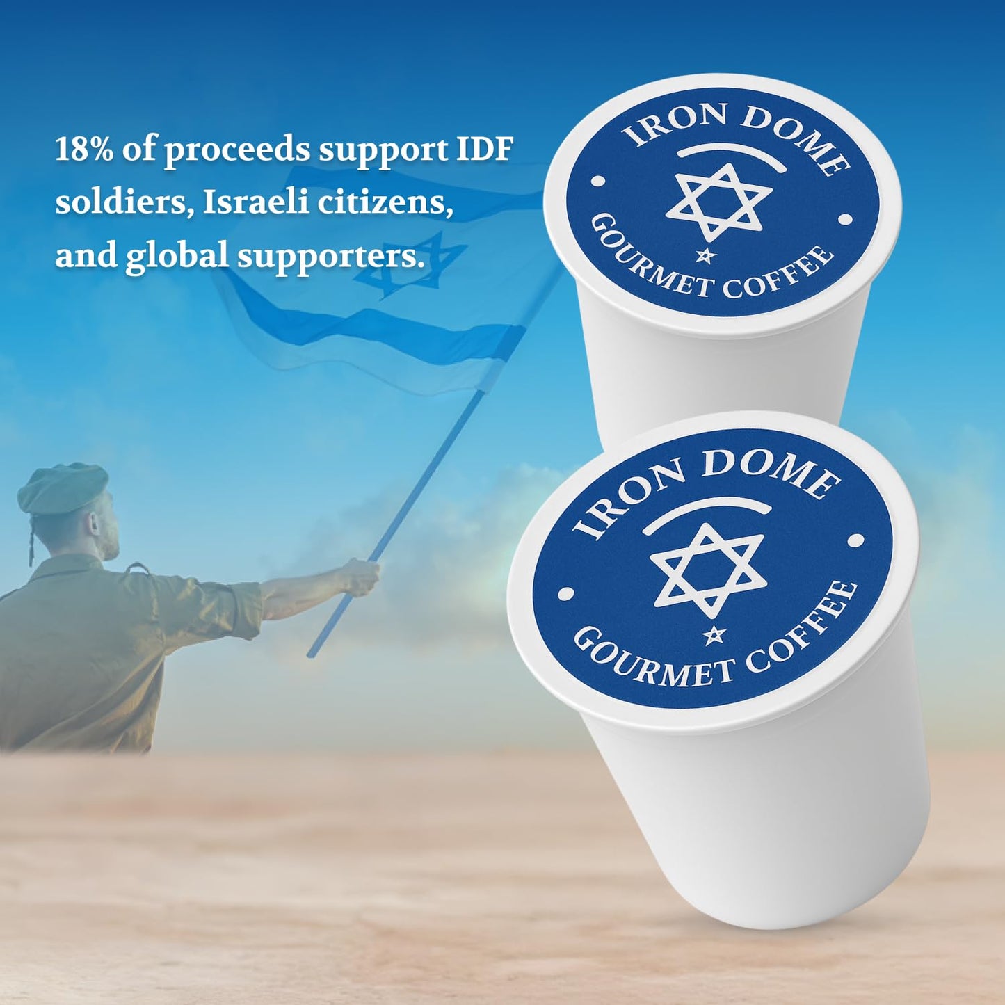 Iron Dome Coffee - Sabra Spirit Dark Roast Coffee Pods - Bold & Full-Bodied Flavor - Freshly Roasted Dark Roast K Cups Coffee - 12 Count