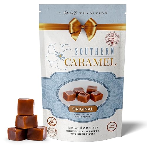 Southern Caramel Original Gourmet Caramels, Rich Buttery Caramel Candy, Handcrafted Sweet & Creamy Perfection, No Corn Syrup, Gluten Free