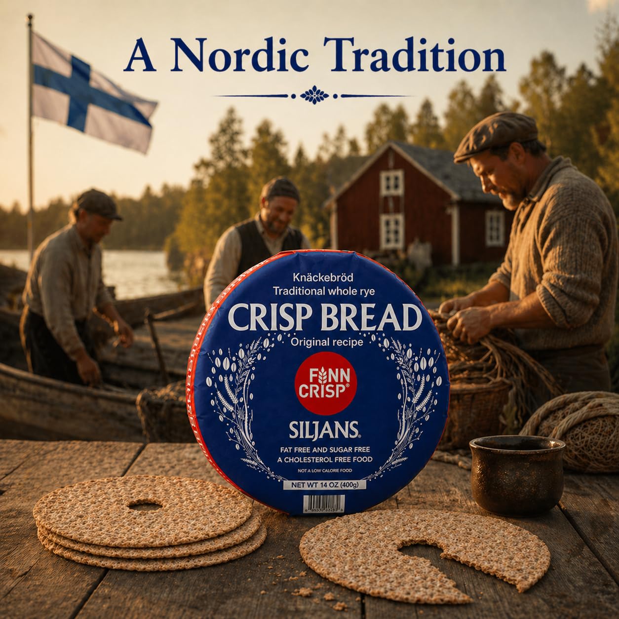 Finn Crisp Siljans Round Rye Crispbread 14oz | Knäckebröd From Finland | Multipack of Authentic Finnish Sourdough Crispbreads | Rye Hardtack | Large