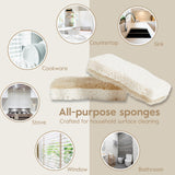 Grove Co. Sponges, Natural Coconut Scrubber Kitchen Sponge, Dual-Sided, Non-Scratch, Super Absorbent Plant-Based Cellulose with Coconut Husk Scourer