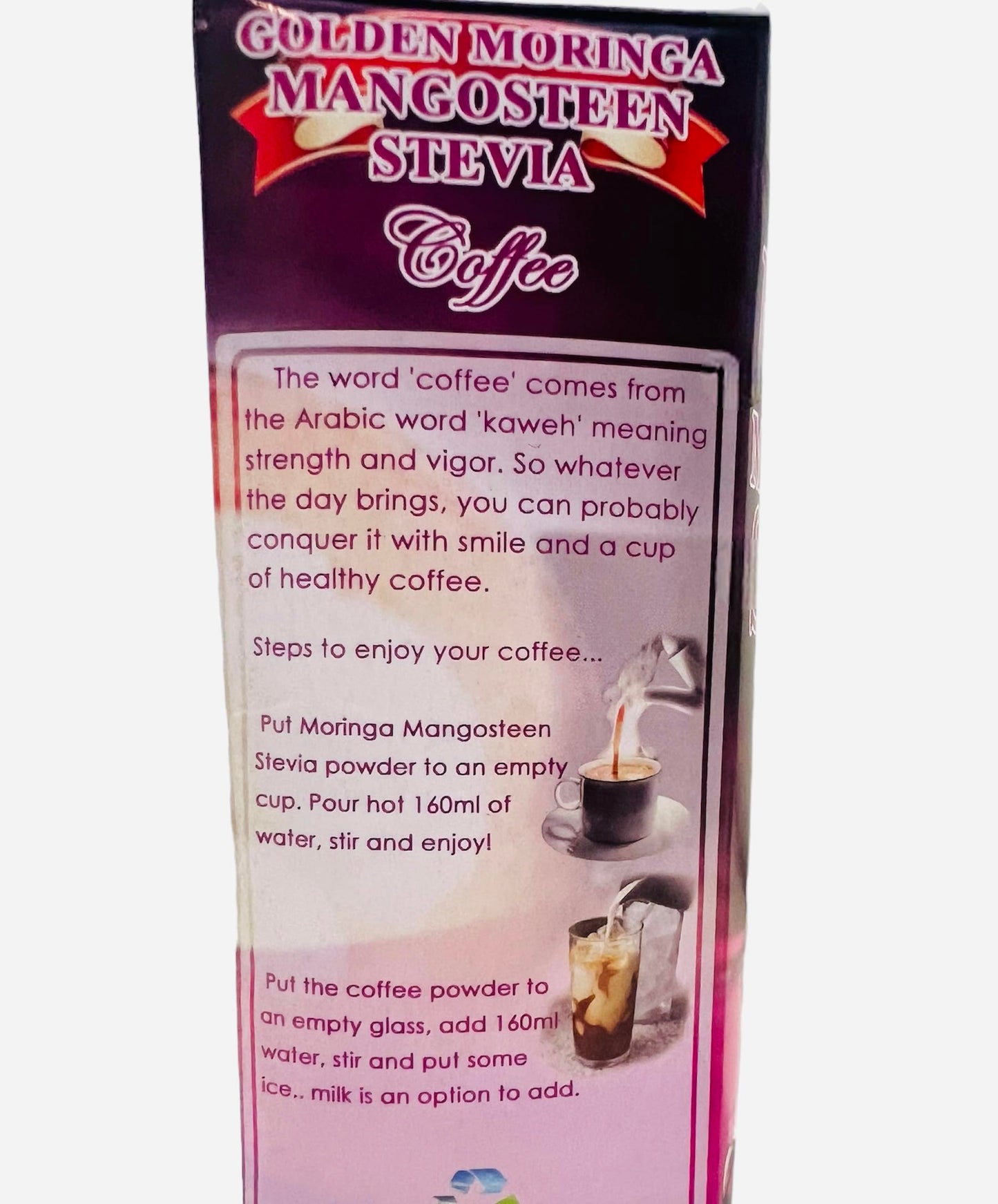 GOLDEN MORINGA AND MANGOSTEEN COFFEE | With Stevia | Sugar Free | Medium Roast | 12 Pack x 15g Sachet