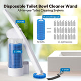 2 Pack Disposable Toilet Brush and Holder Set, Wall Mounted Toilte Wand Kit, Disposable Bowl Ceaner Wand and Caddy with 96 Refills for Closestool