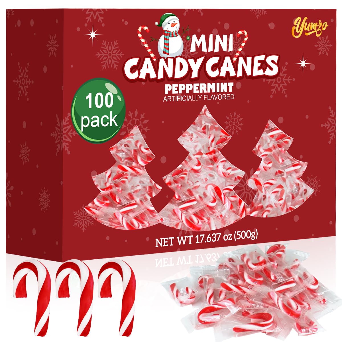 Christmas Mini Candy Canes Classic Red & White Peppermint Flavor for Holiday Family Indulgement - Small Candy Canes Individually Wrapped for Kids