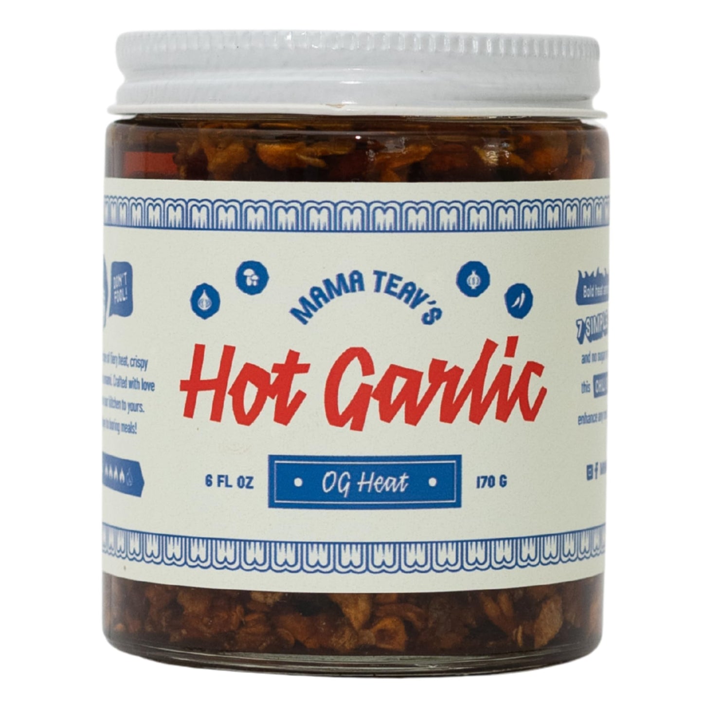 Mama Teav's Hot Garlic Chili Crisp - Spicy, Crunchy, Umami Chili Oil with Garlic & Cambodian Chilis - Vegan, Gluten-Free, All-Natural - Cold-Pressed