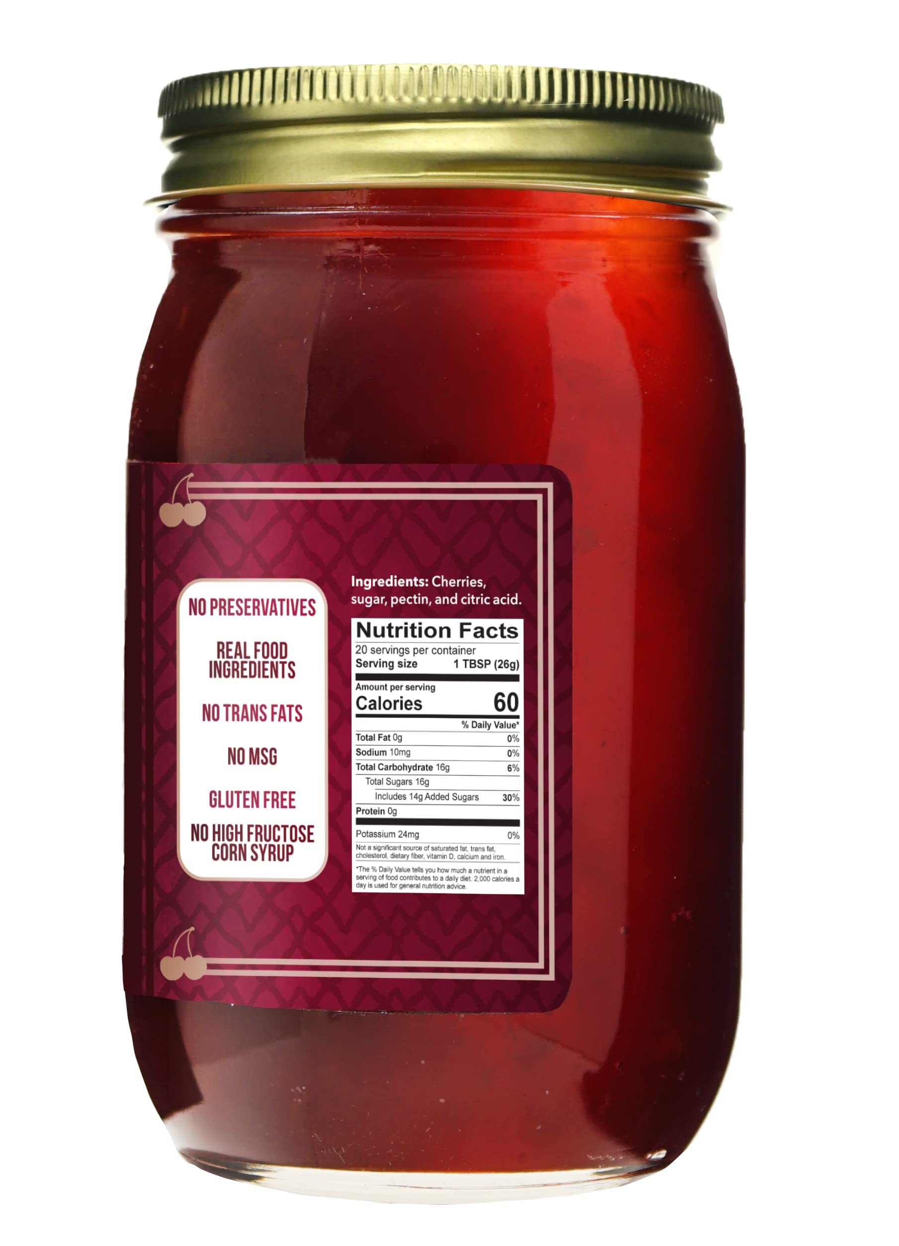 Green Jay Gourmet Cherry Butter - All-Natural, Gluten-Free Fruit Spread - Cherry Spread with Fresh Cherries - Gourmet Fruit Butter - No Corn Syrup
