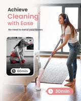 Leebein Electric Spin Scrubber, Shower Scrubber with 4 Adjustable Angles and 8 Brush Heads, Electric Scrubber with Long Handle & Remote Controller
