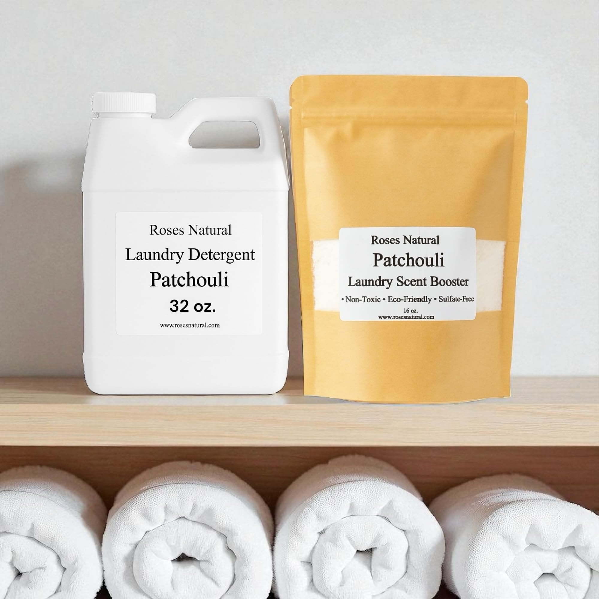 Patchouli Laundry Detergent and Scent Booster Bundle, 32 oz Detergent, 16 oz Booster, Natural Laundry Set, Eco-friendly, Patchouli Essential Oil