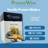 Proteinwise - Vanilla Wafers, High Protein, Low Carb Snack, Healthy Low-Calorie Diet Snack, Whey Protein, Trans-Fat Free, Cholesterol Free, Bariatric