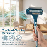 2-in-1 Multi-Purpose Cleaning Brush, Window Screen Cleaner Tool with Squeegee, Mesh Screen Cleaner, Cleaner Tool for Window, Door, Porch Screens (2PCS