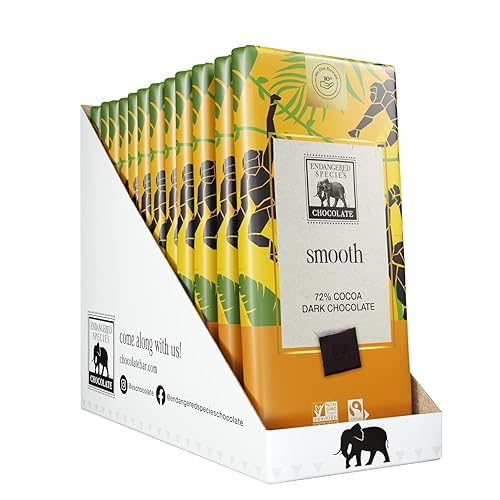 Endangered Species Chocolate Chimpanzee, Natural Dark Chocolate (72%), 3-Ounce Bars (Pack of 12)