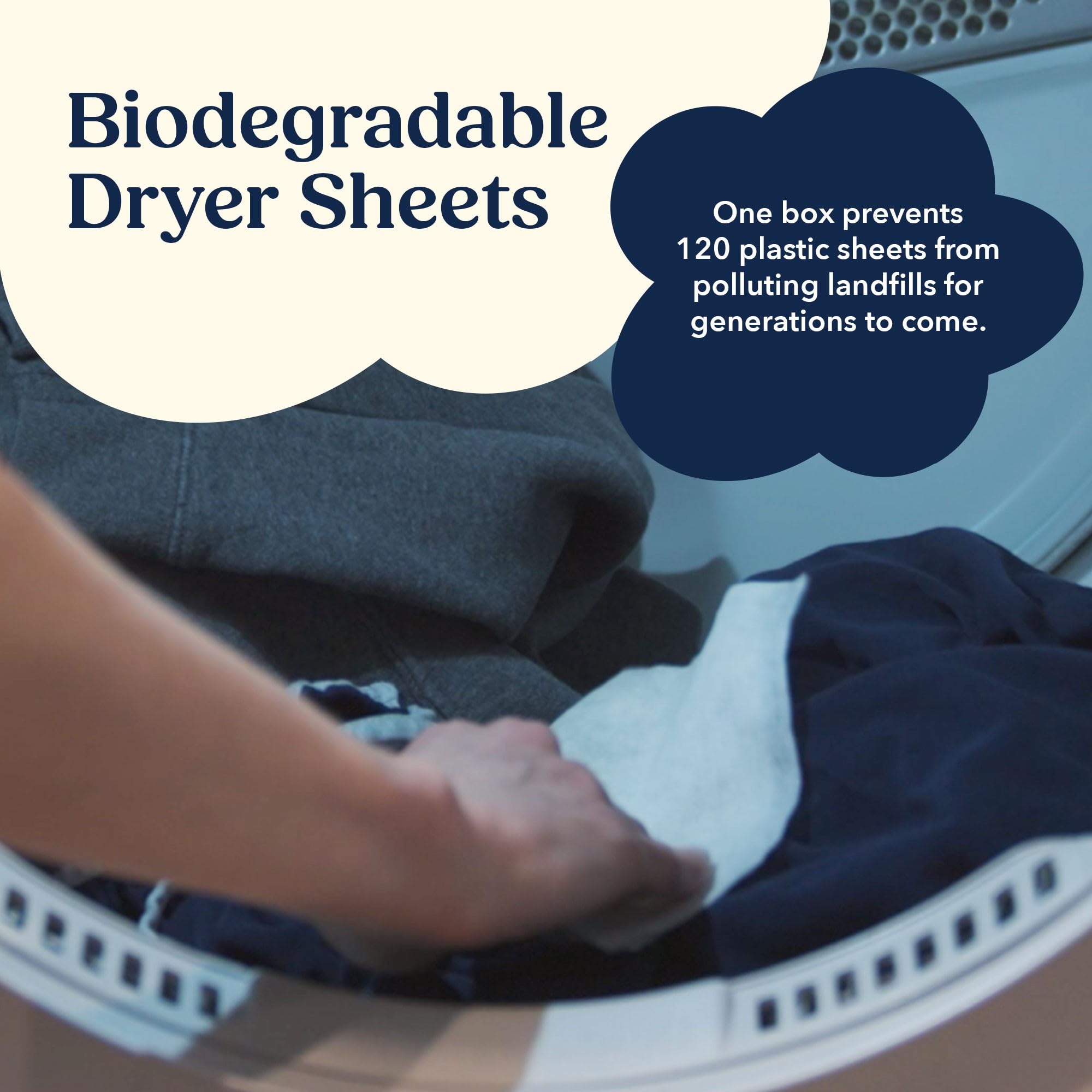 Cobi Biodegradable Non-Toxic Dryer Sheets - Naturally Scented Cotton Dryer Sheets - Eco-Friendly, Plant-Based, Plastic-Free - 120 Count
