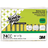 Scotch-Brite PROFESSIONAL Medium-Duty Scrubbing Sponge, 3.6 X 6.1, 0.7" Thick, Yellow/green, 10/pack