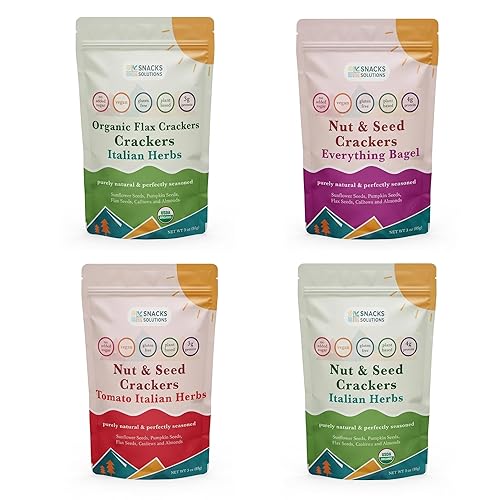 Snacks Solutions Nut & Seed Crackers (3 oz - Pack of 4, Variety)