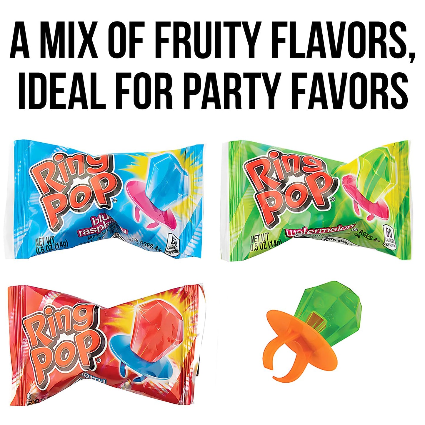 Assorted Flavor Topps Ring Pops - (Pack of 50) - Perfect for Party Favors, Events, and Treat Bags