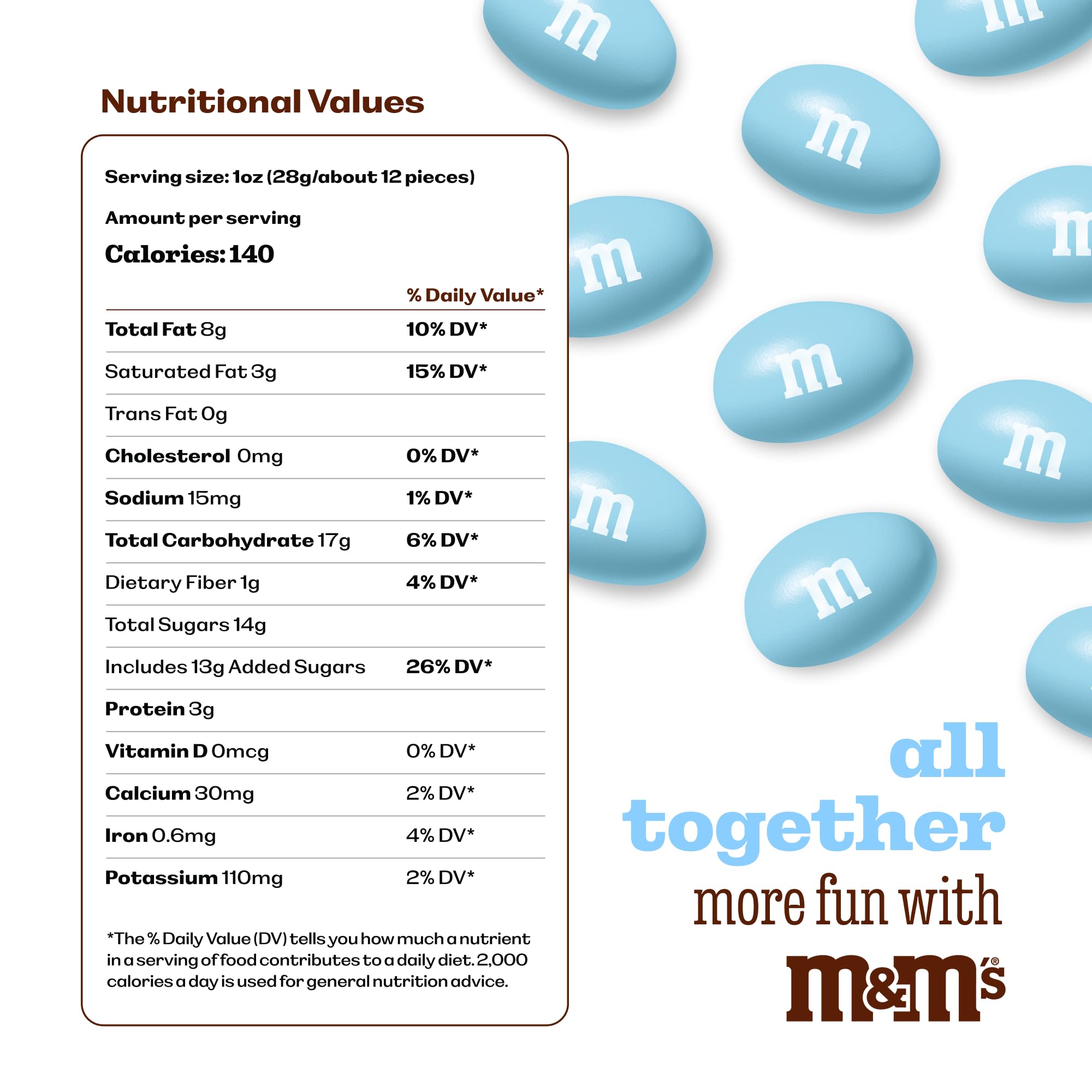 M&M’S WORLD Peanut Light Blue Chocolate Candy-2lbs of Bulk Candy in Resealable Pack for Candy Buffet,Birthday Parties,Theme Meetings,Candy Bar,Sweet