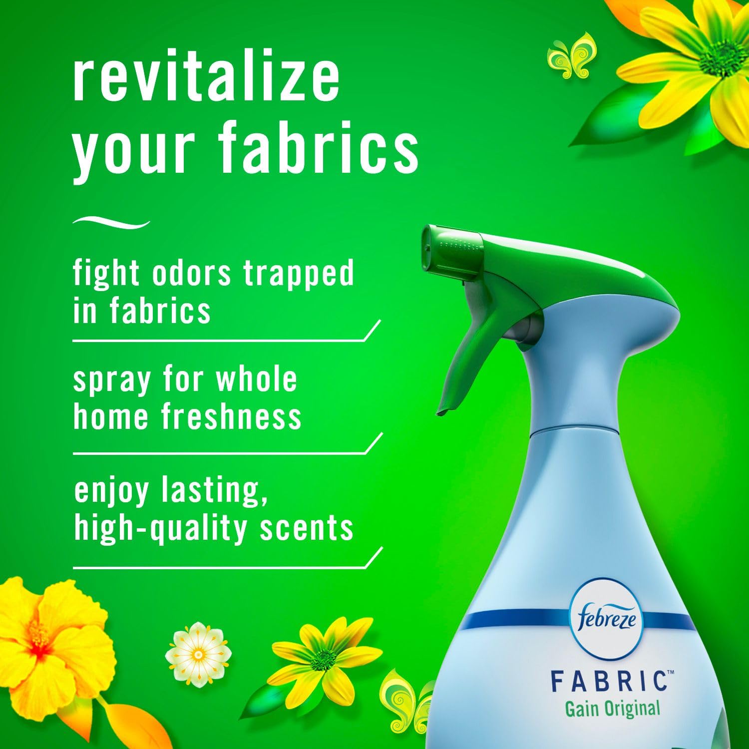 Febreze Fabric Spray Air Freshener, Odor-Fighting Fabric Refresher, Sneaker Balls Alternative, Couch Cleaner, Linen Spray, Multi-Use, Gain Original