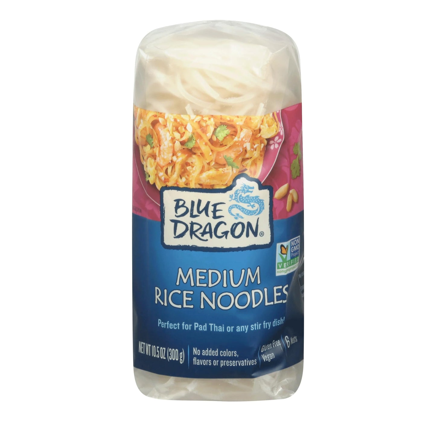 Blue Dragon Medium Rice Noodles - 10.5oz (Pack of 1) - Noodle Nests Made from Rice Flour & Water - Quick & Versatile Base for Asian Stir-Fries, Pad