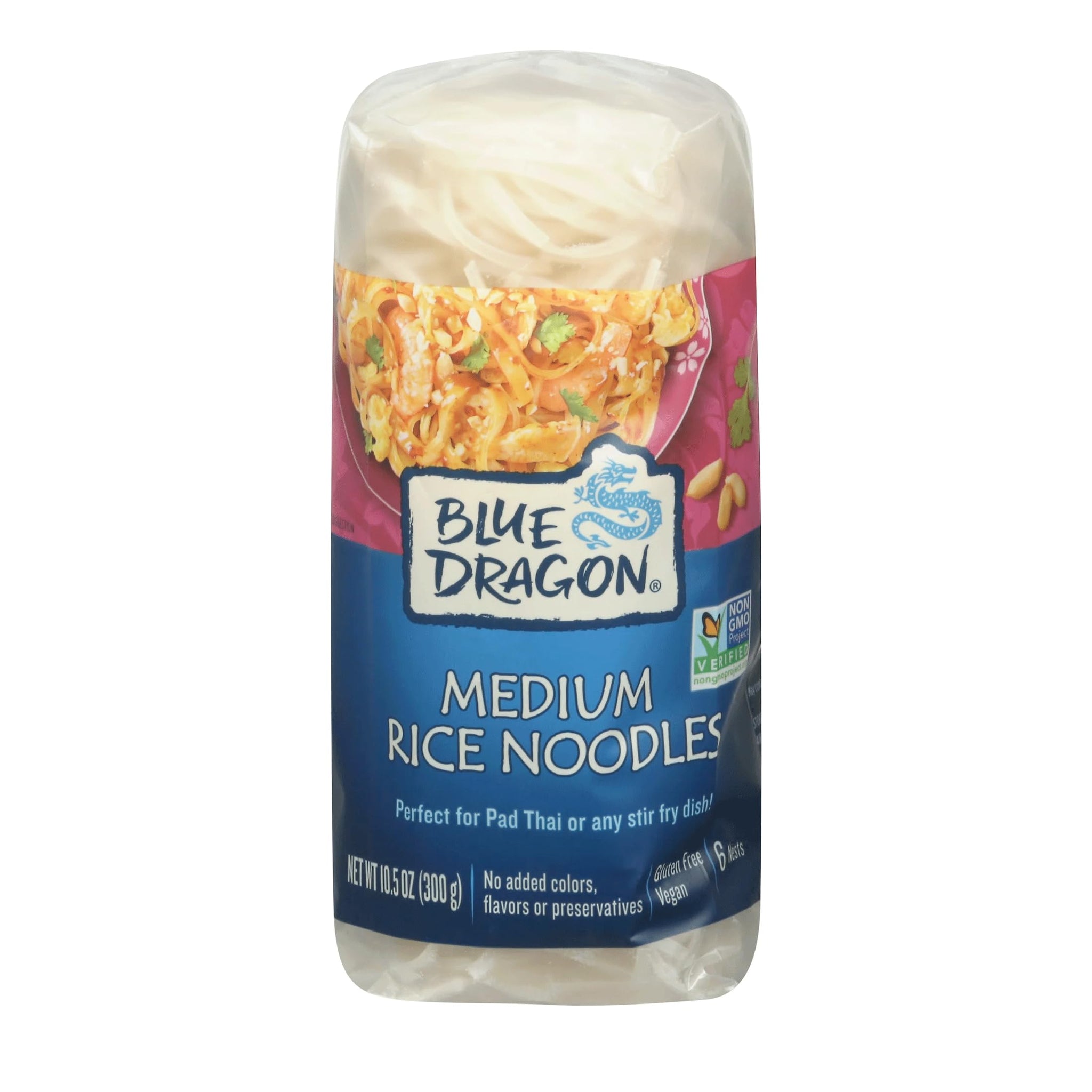 Blue Dragon Medium Rice Noodles - 10.5oz (Pack of 1) - Noodle Nests Made from Rice Flour & Water - Quick & Versatile Base for Asian Stir-Fries, Pad