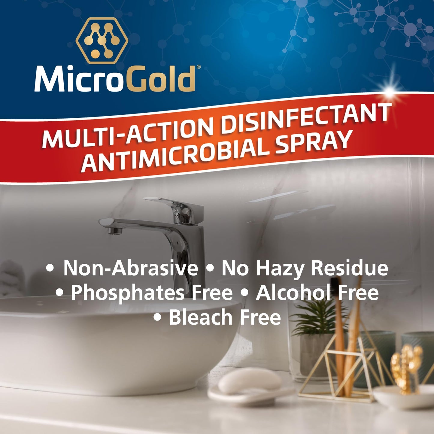 (2PACK) MicroGold Multi Action Disinfectant & Antimicrobial, Clear, 24oz2