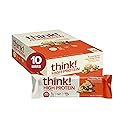 think! Protein Bars, High Protein Snacks, Gluten Free, High Fiber, Peanut Butter Chocolate Chunk, 10 Count