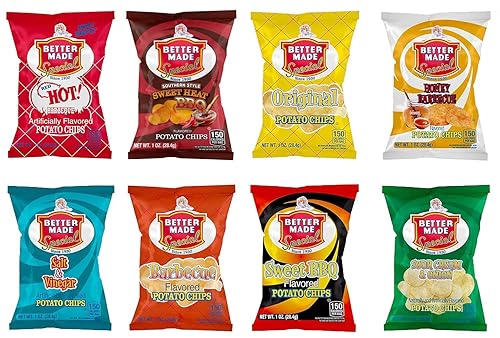 Better Made Special Variety Pack Potato Chips - Case of 50-1oz Bags - Original, BBQ, Sweet BBQ, Sweet Heat BBQ, Red HOT BBQ, Salt & Vinegar, Honey