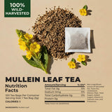 Gya Tea Co Mullein Leaf Tea Bags for Lungs (100 Bags) - Caffeine Free Mullein Herbal Tea for Health & Respiratory Wellness Support - No Additives