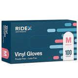 Ridex Disposable Gloves Latex-Free Clear Vinyl Gloves [100-Count] Powder-Free All-Purpose Gloves, Dispenser Box Gloves 100 Pieces - Size Medium Glove