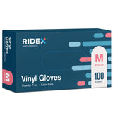 Ridex Disposable Gloves Latex-Free Clear Vinyl Gloves [100-Count] Powder-Free All-Purpose Gloves, Dispenser Box Gloves 100 Pieces - Size Medium Glove