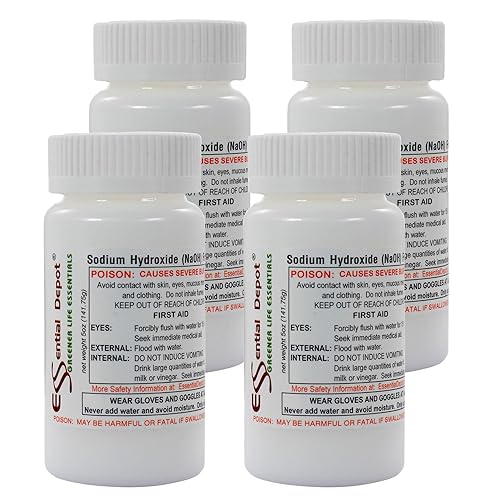 Essential Depot 1.25 lbs Food Grade Sodium Hydroxide Lye Evenly-Sized Micro Pels (Beads or Particles) - Lye Drain Cleaner - HDPE Container