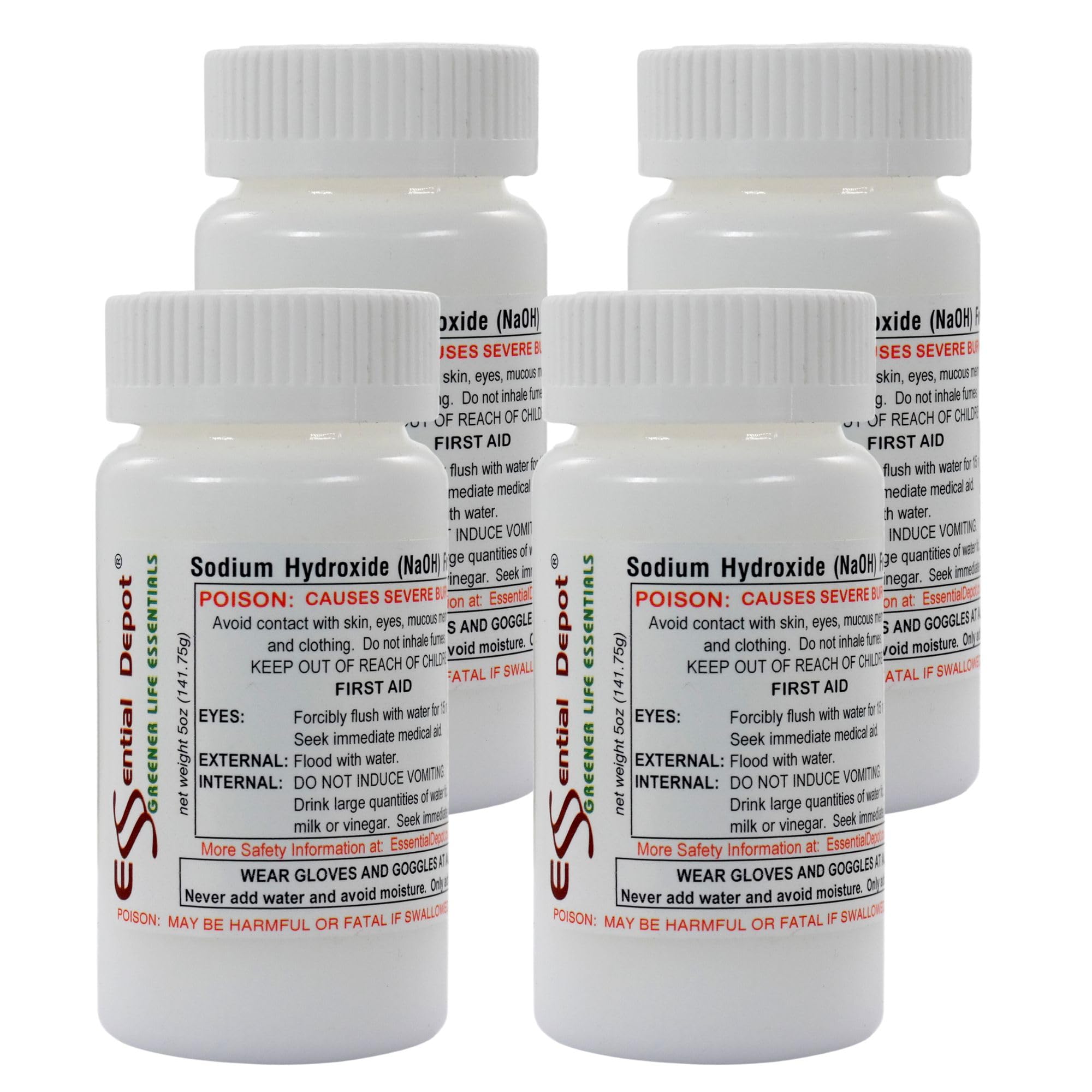 Essential Depot 1.25 lbs Food Grade Sodium Hydroxide Lye Evenly-Sized Micro Pels (Beads or Particles) - Lye Drain Cleaner - HDPE Container
