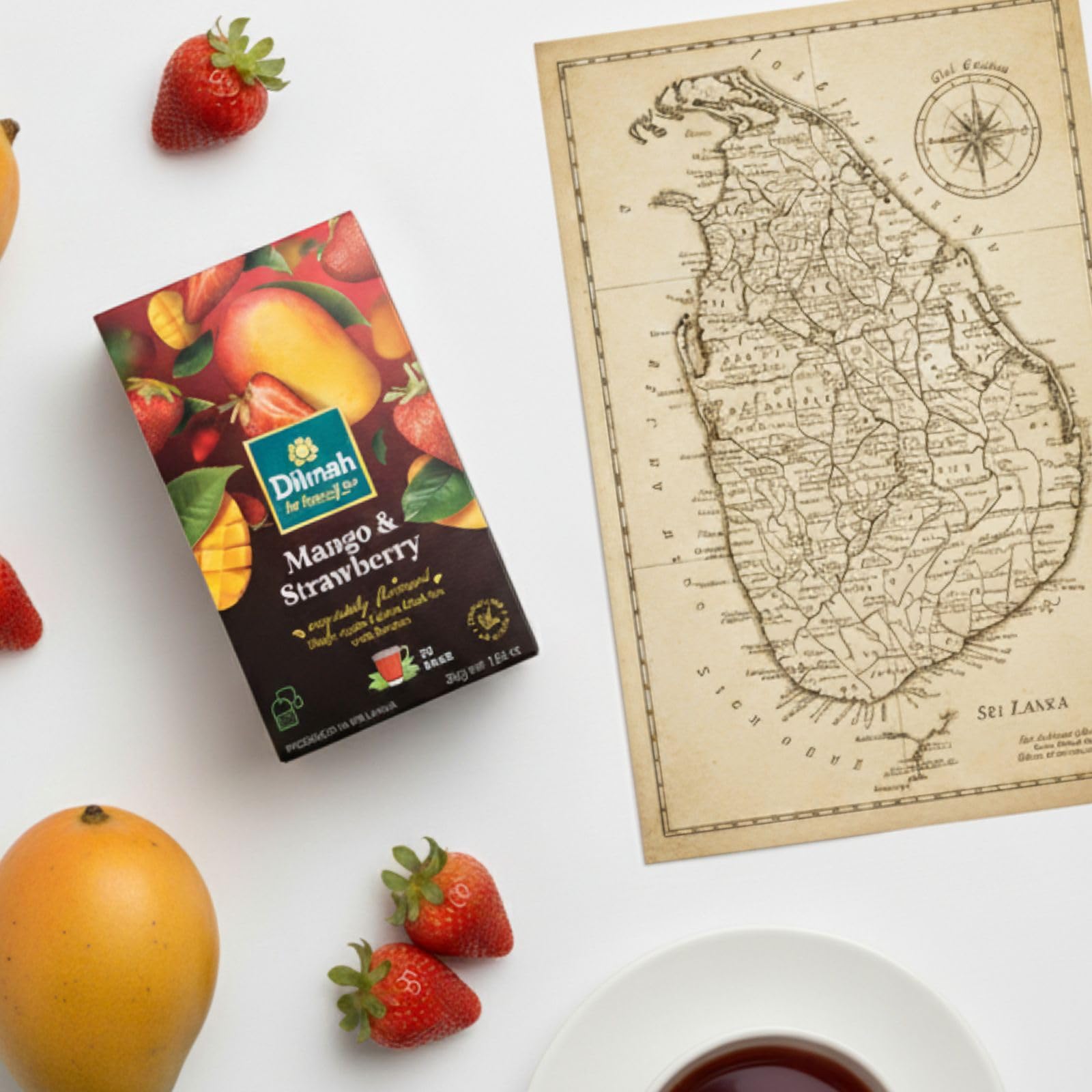 Dilmah Mango and Strawberry Flavored Ceylon Black Tea - 20 Tea Bags - Sri Lanka Ceylon Dilmah Mango Strawberry Tea Real Tea