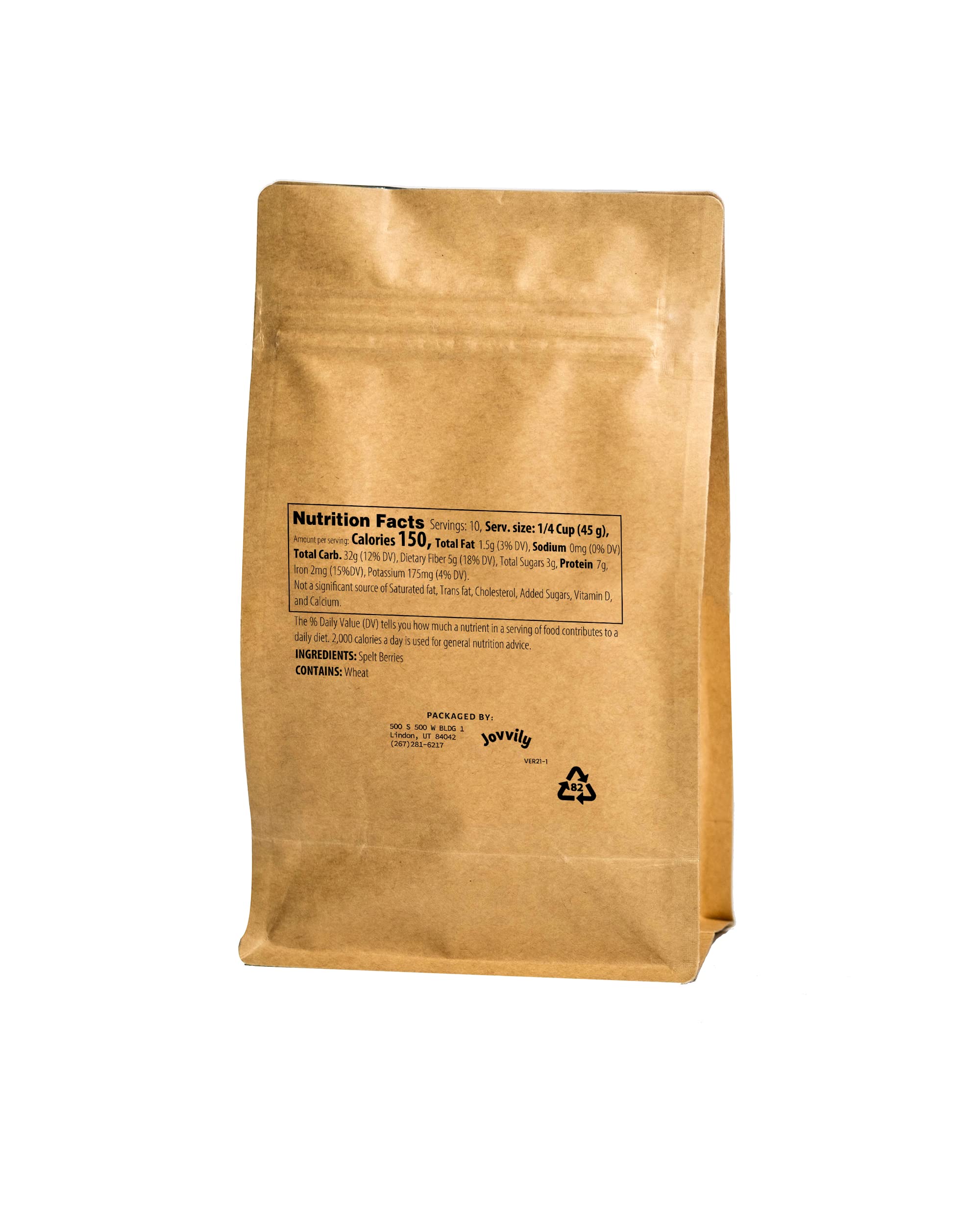 Jovvily Spelt Berries - 1 lb - Non GMO - Ancient Grain - Vegan