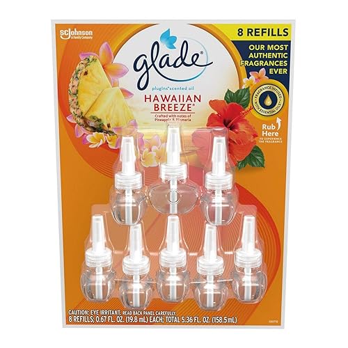 Glade 724211 Hawaiian Limited Edition Plugins Scented Oils Refills 25% More -Hawaiian Breeze, Yellow