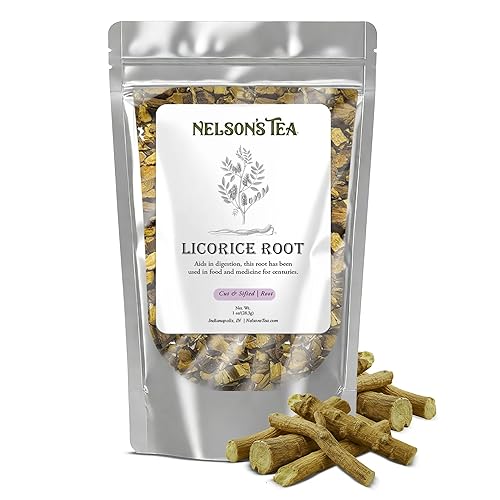 Nelson's Tea Licorice Root Tea Cut & Sifted - (Glycyrrhiza glabra) Caffeine-free, Naturally Sweet Herbal, Wealth of Health Benefits, Excellent Quality