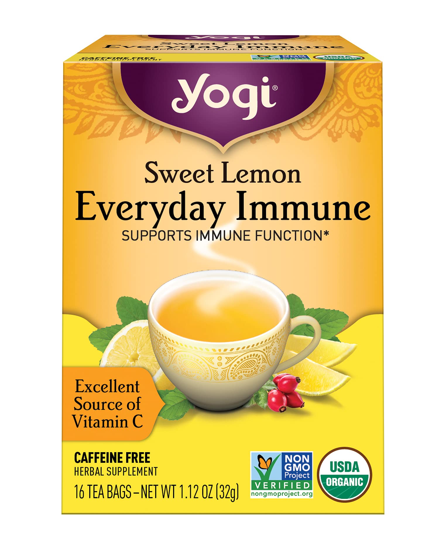 Yogi Tea, Tea Everyday Immune Sweet Lemon Organic, 16 Count