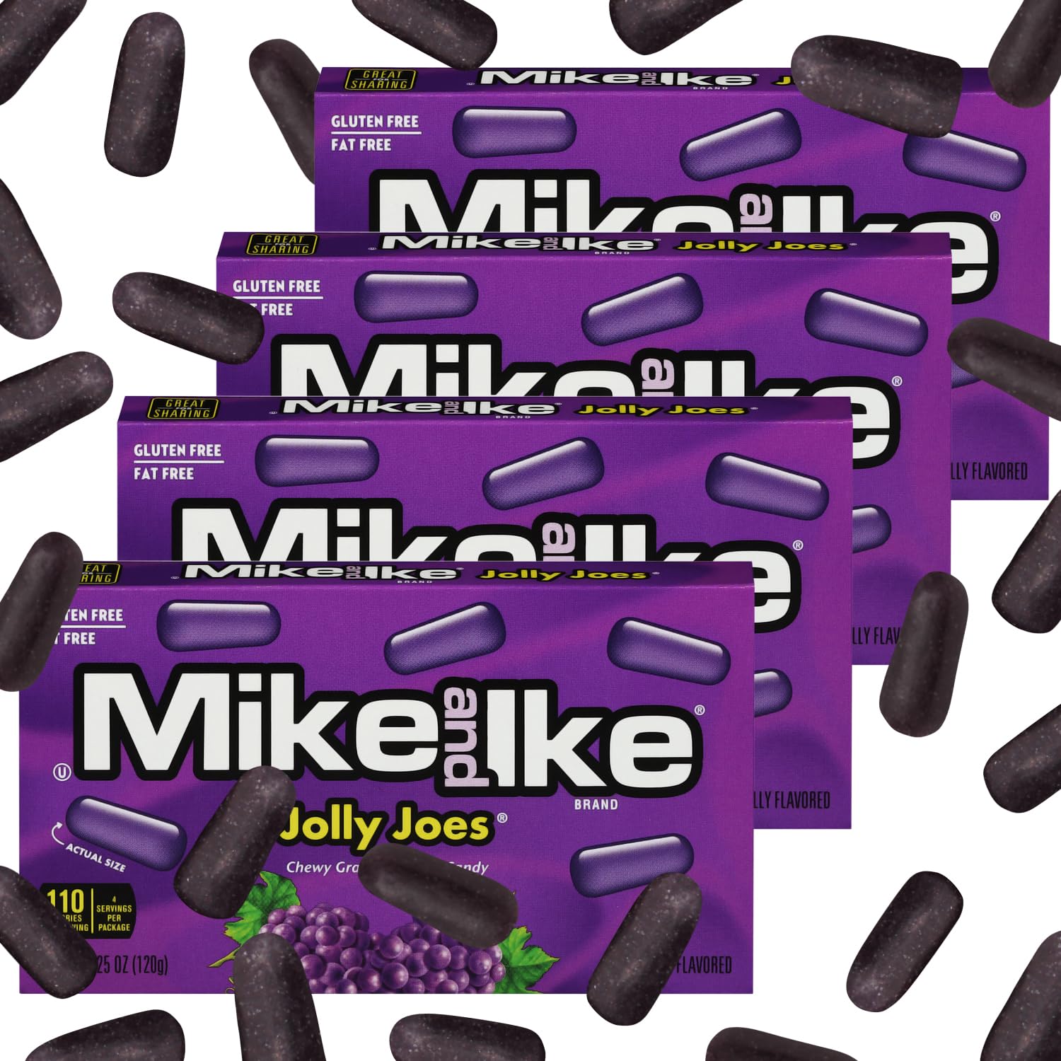 Mike and Ike Candy Jolly Joes Flavor, 4 Pack of Movie Theater Candy Boxes 4.25OZ Each, Ideal Mike and Ike Candy for Your Favorite Films, Perfect
