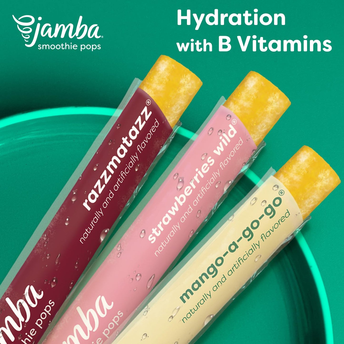 Jamba Smoothie Pops Variety Pack, 16 Count - 100% Fruit Juice Freezer Pops, No Added Sugar, or Colors, 4g Fiber per Serving - Mango-a-go-go