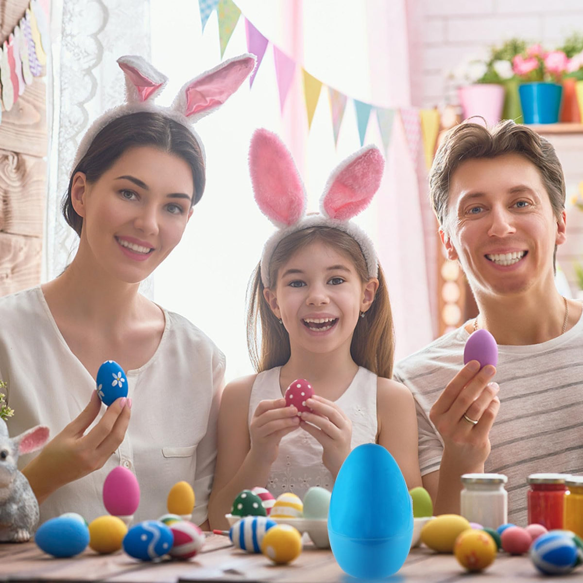 ROSAUI 7.87” Easter Eggs, Set of 12 Jumbo Easter Eggs | Colorful Empty Plastic Eggs | Candy Gift Containers | Easter Basket Décor