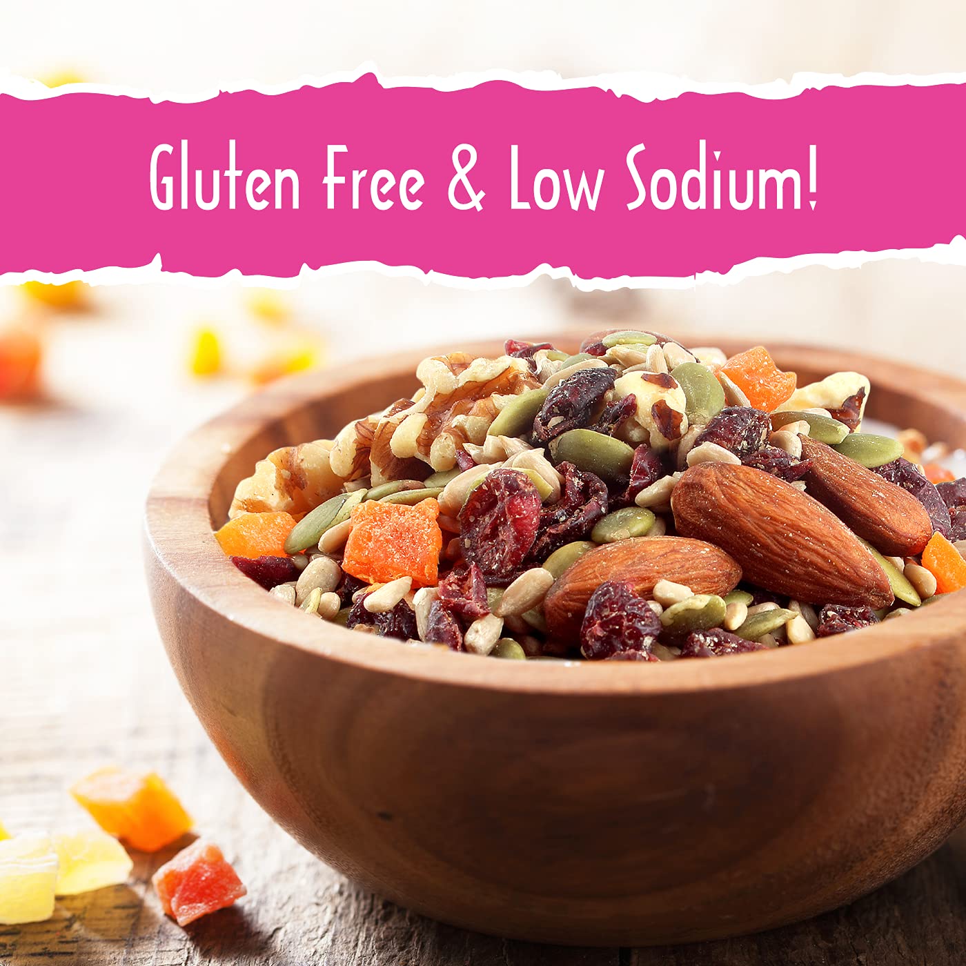 Sunkist® Omega 3+6 Trail Mix - Fruit, Nut and Seeds, Pumpkin and Sunflower Seeds, Mango, Almonds, Walnuts, and Cranberry | Gluten Free Premium Quality