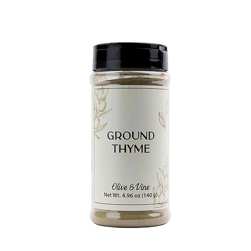 Olive & Vine Ground Thyme, Earthy & Aromatic, Seasoning for Roasts, Soups, and Stews, with Rich Tradition, Authentic Taste, For Global Recipes (4.96